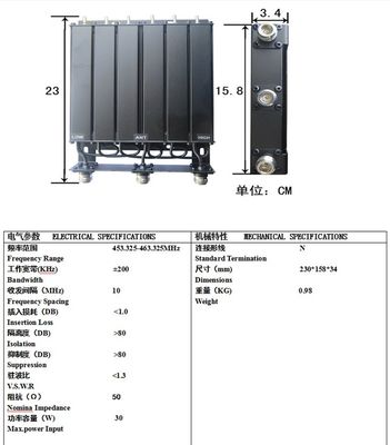 30W 50W UHF6 Cavidad Duplexer N Conector de radio de repetición de tono libre Duplexer VHF 400-470Mhz 134-176Mhz