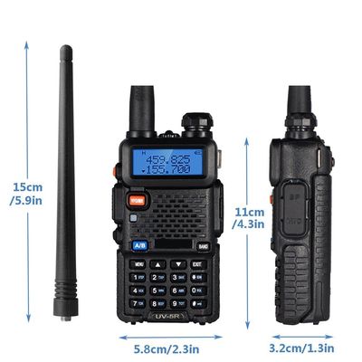 Walkie Talkie portátil BF UV5R 8w de banda doble UHF VHF Radio de radioaficionados 400-470MHz Rango de 3 km