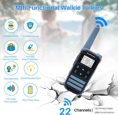 BF FR-22A 2W Walkie Talkie de largo alcance para senderismo Intercoms para comunicación al aire libre