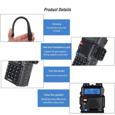 CE FCC RoHs Certificado Bf UV-5R Radio portátil de banda doble VHF UHF para intercomunicadores de restaurantes
