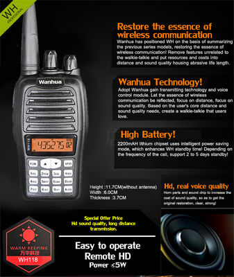 OEM personalizado tipo 4G POC WH118 Radio digital negro UHF VHF profesional