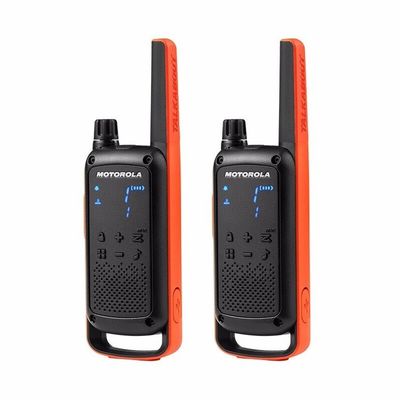 T82 GMRS Radio Mini Walkie Talkie 20 canales 1-10km Rango Linterna de mano naranja