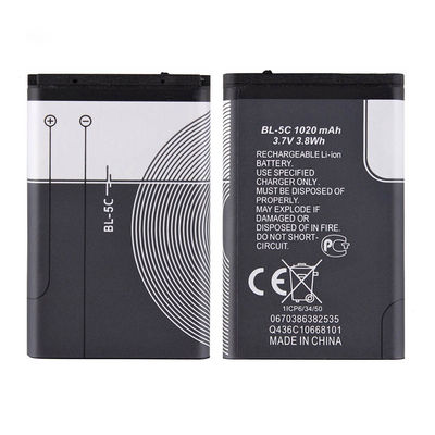 Baterías recargables para teléfonos móviles BL-5C Liion para Nokia 6600 6230 3650 E50 N70 1100 6268 E70 3.7V 1020mAh