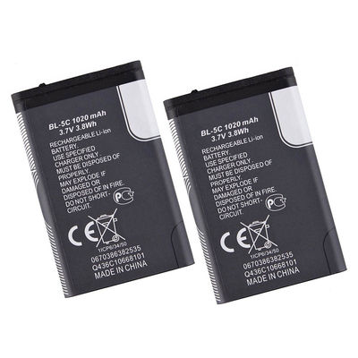 Baterías recargables para teléfonos móviles BL-5C Liion para Nokia 6600 6230 3650 E50 N70 1100 6268 E70 3.7V 1020mAh