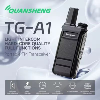 1 a 3 km de alcance de conversación QuanSheng TG-A1 Transmisor inalámbrico de largo alcance profesional Walkie Talkie portátil negro