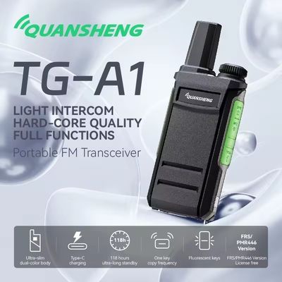 1 a 3 km de alcance de conversación QuanSheng TG-A1 Transmisor inalámbrico de largo alcance profesional Walkie Talkie portátil negro