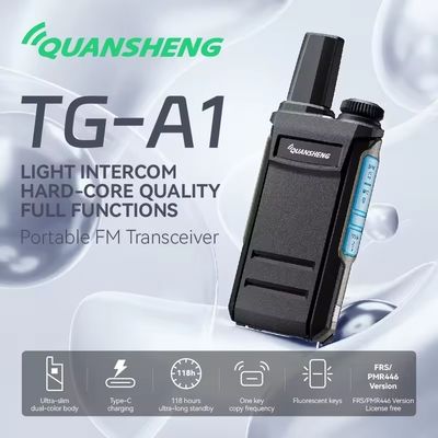 1 a 3 km de alcance de conversación QuanSheng TG-A1 Transmisor inalámbrico de largo alcance profesional Walkie Talkie portátil negro