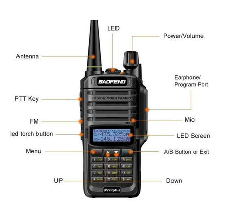 Radio móvil digital 10W potencia de salida IP67 a prueba de agua Walkie Talkie comunicador