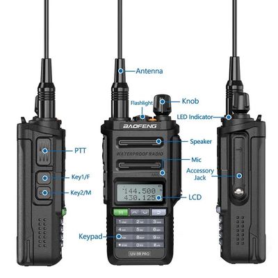 GMRS Walkie Talkie Tipo Baofeng UV-9R PRO A prueba de agua IP68 Radio de largo alcance UHF/VHF