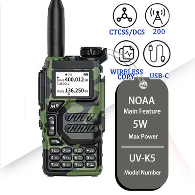 5W Quansheng UV-K5 Walkie Talkie Radio de dos vías con cargador USB-C Tipo de frecuencia VHF UHF