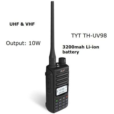 Walkie Talkie a prueba de agua de banda doble de 10W con 200 canales y capacidad de batería de 3000mAh