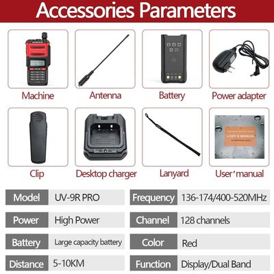 128 canales Baofeng UV-9r PRO IP68 Walkie Talkie para la comunicación a larga distancia en 2024