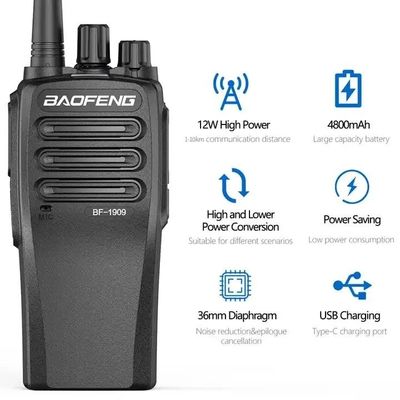 138*61*38MM Baofeng Bf-1909 10W UHF Ham Radio Intercom Transceptor Tipo C Walkie Talkie