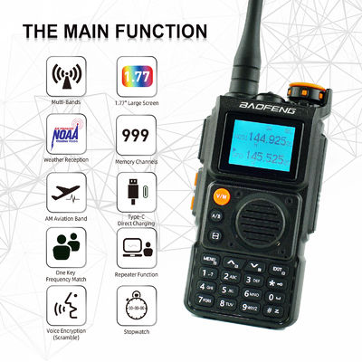 Walkie Talkie de carga tipo C de banda completa UV-K6 de largo alcance con batería estándar de 1400 MAH