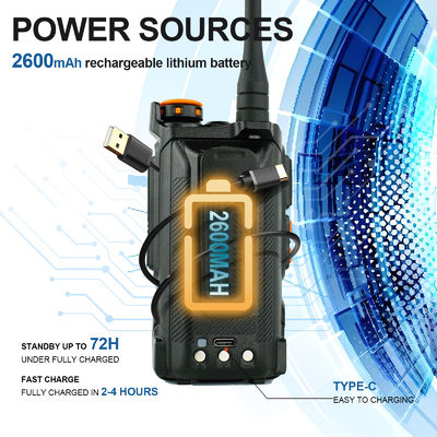 Walkie Talkie de carga tipo C de banda completa UV-K6 de largo alcance con batería estándar de 1400 MAH