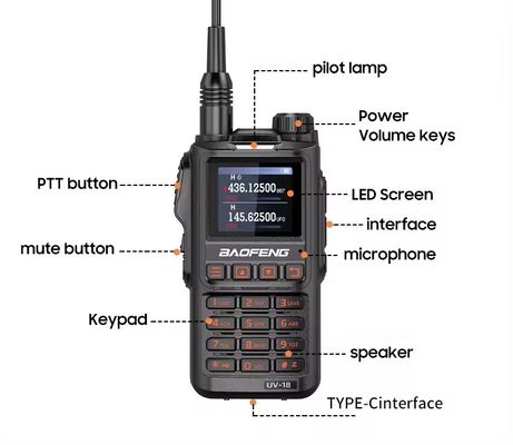 Baofeng UV18 Private Mold Quad Band Walkie Talkie para la comunicación UHF VHF de largo alcance