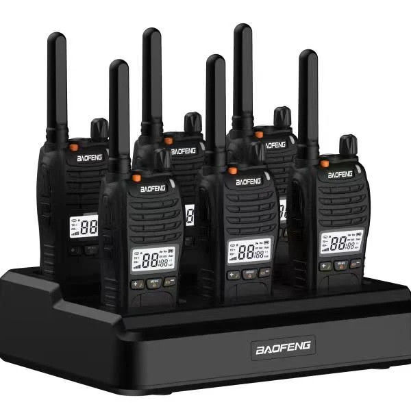 Cargador de seis vías Walkie Talkie con rango de frecuencia 136-174/403-527MHZ y función VOX